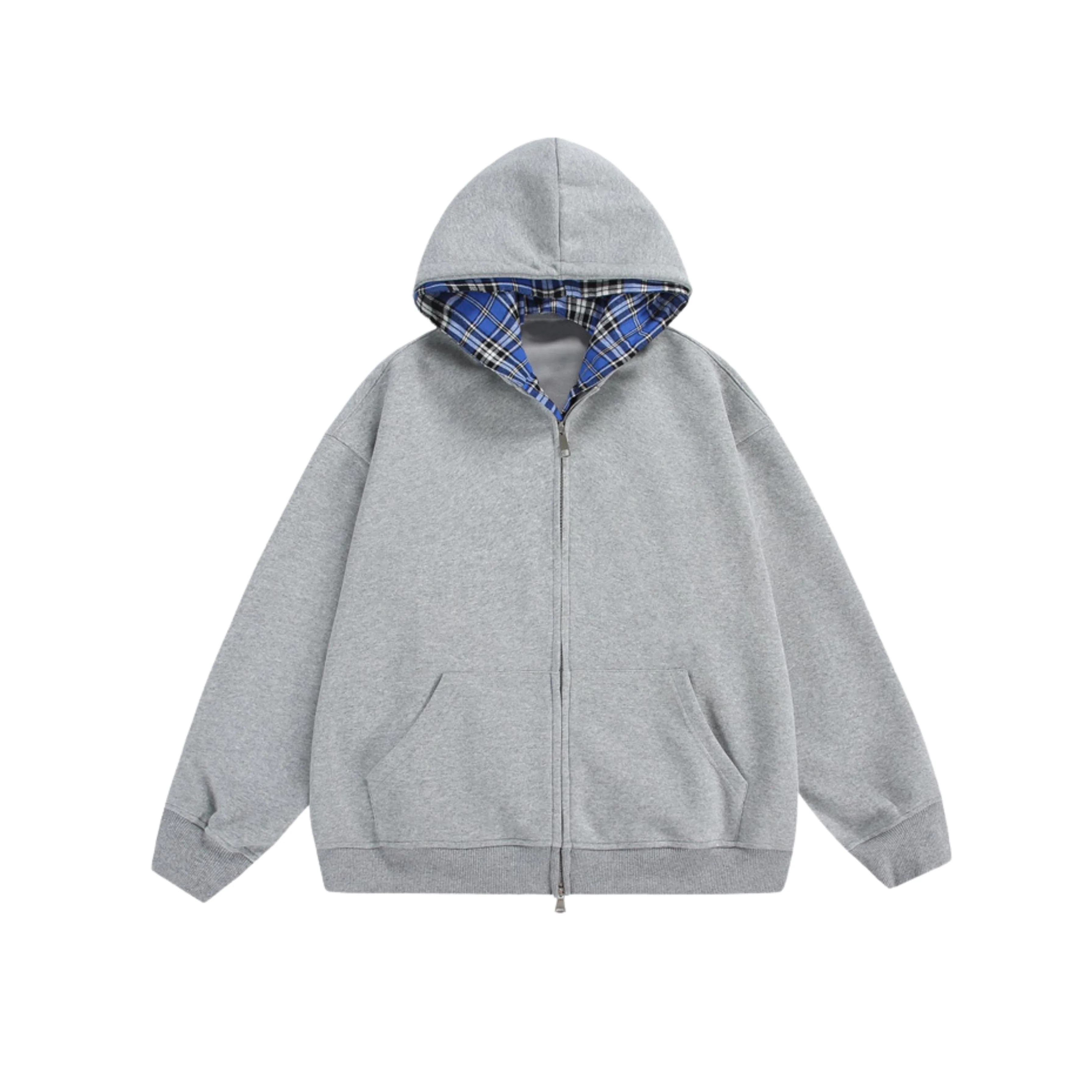 CHEQUERED LINE ZIP HOODIE - Image 2