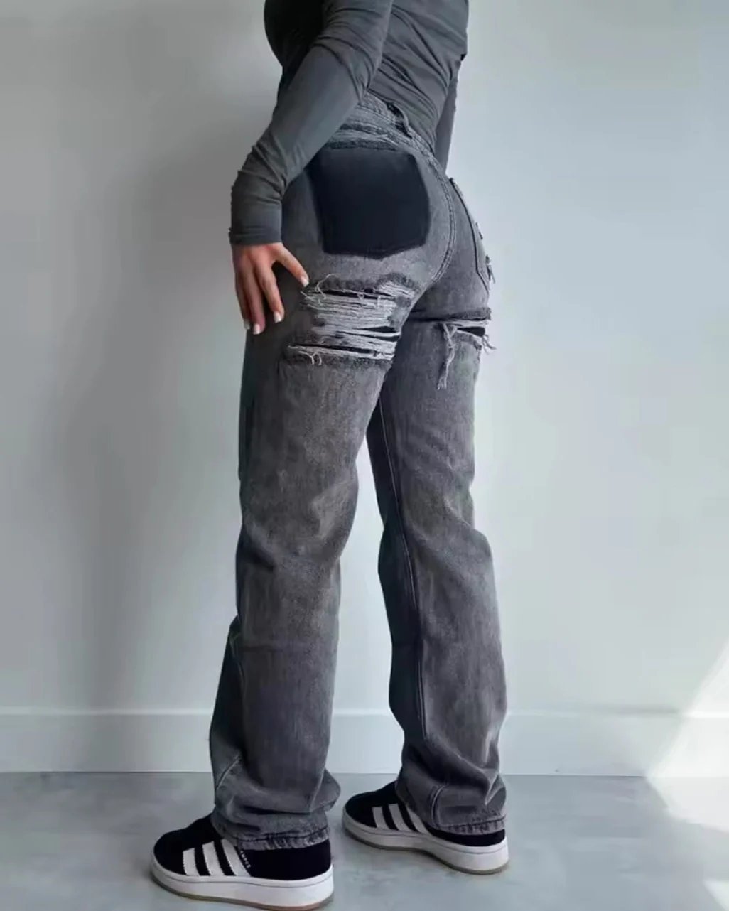RIPPED STRAIGHT LEG JEANS - Image 2