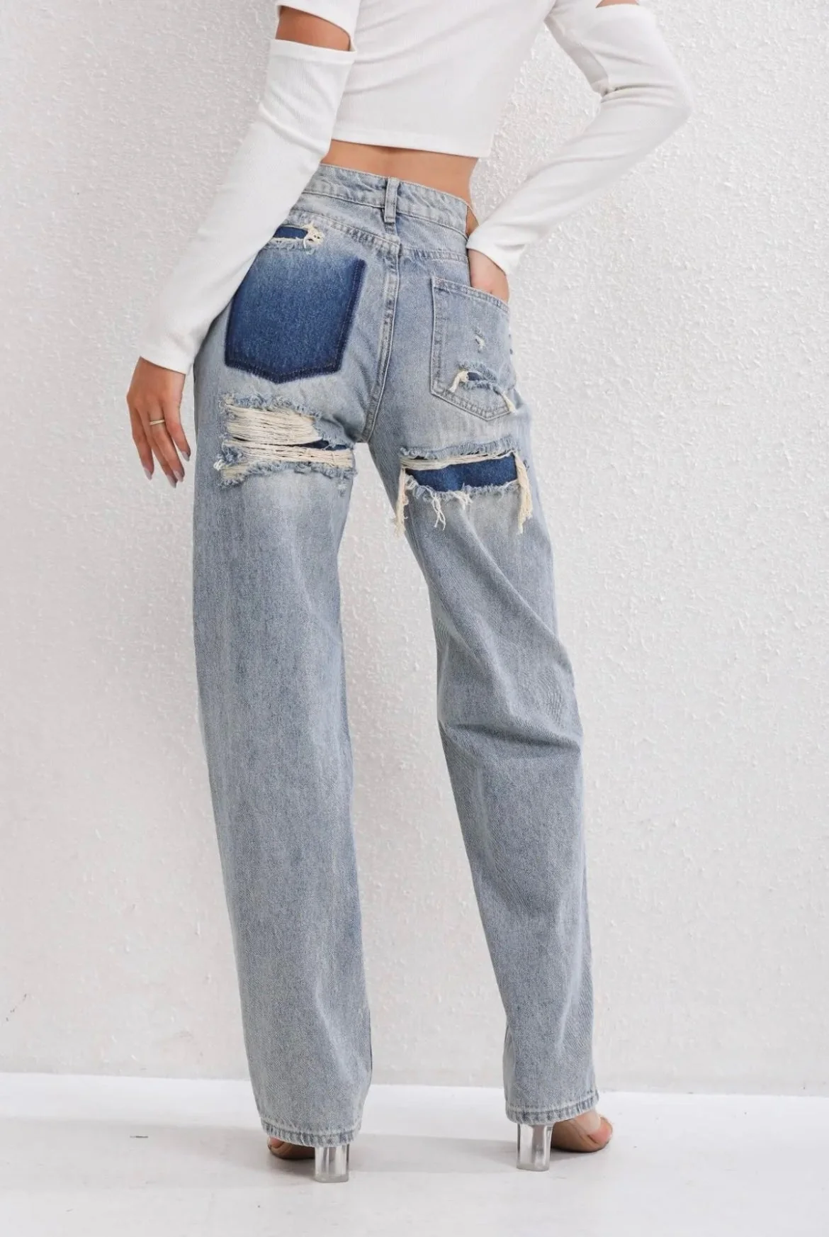 RIPPED STRAIGHT LEG JEANS - Image 3