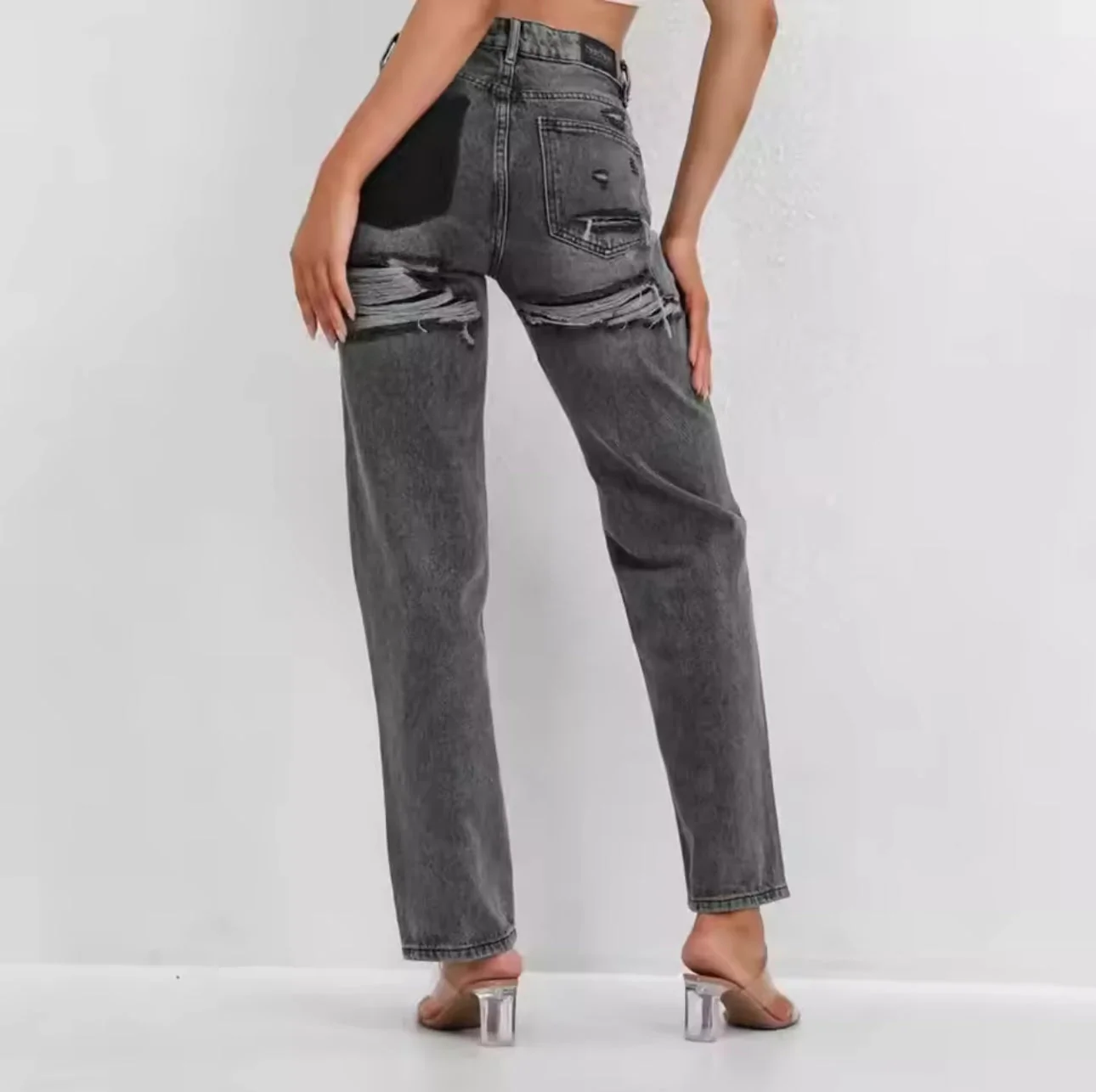RIPPED STRAIGHT LEG JEANS - Image 9